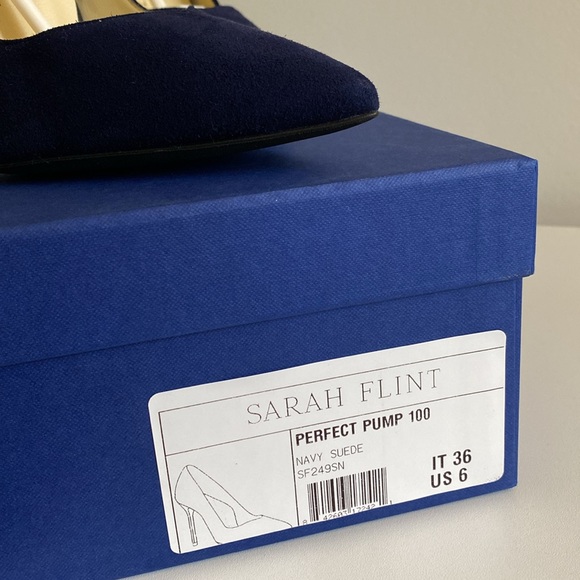 NIB Sarah Flint Perfect Pump 100 Navy Suede - Picture 4 of 4